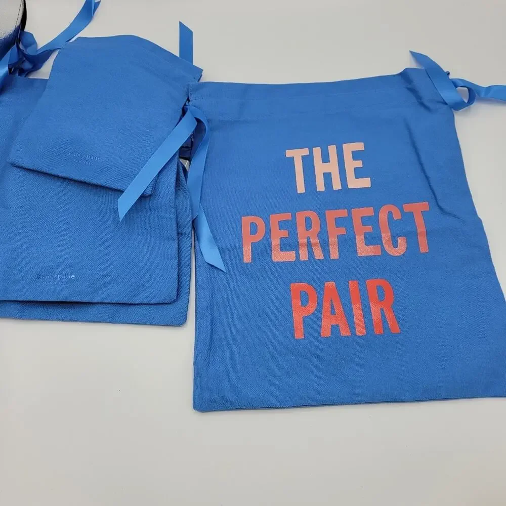 Kate Spade Blue Drawstring Cloth Travel Bags Wash, Wear, Baubles & Perfect Pair